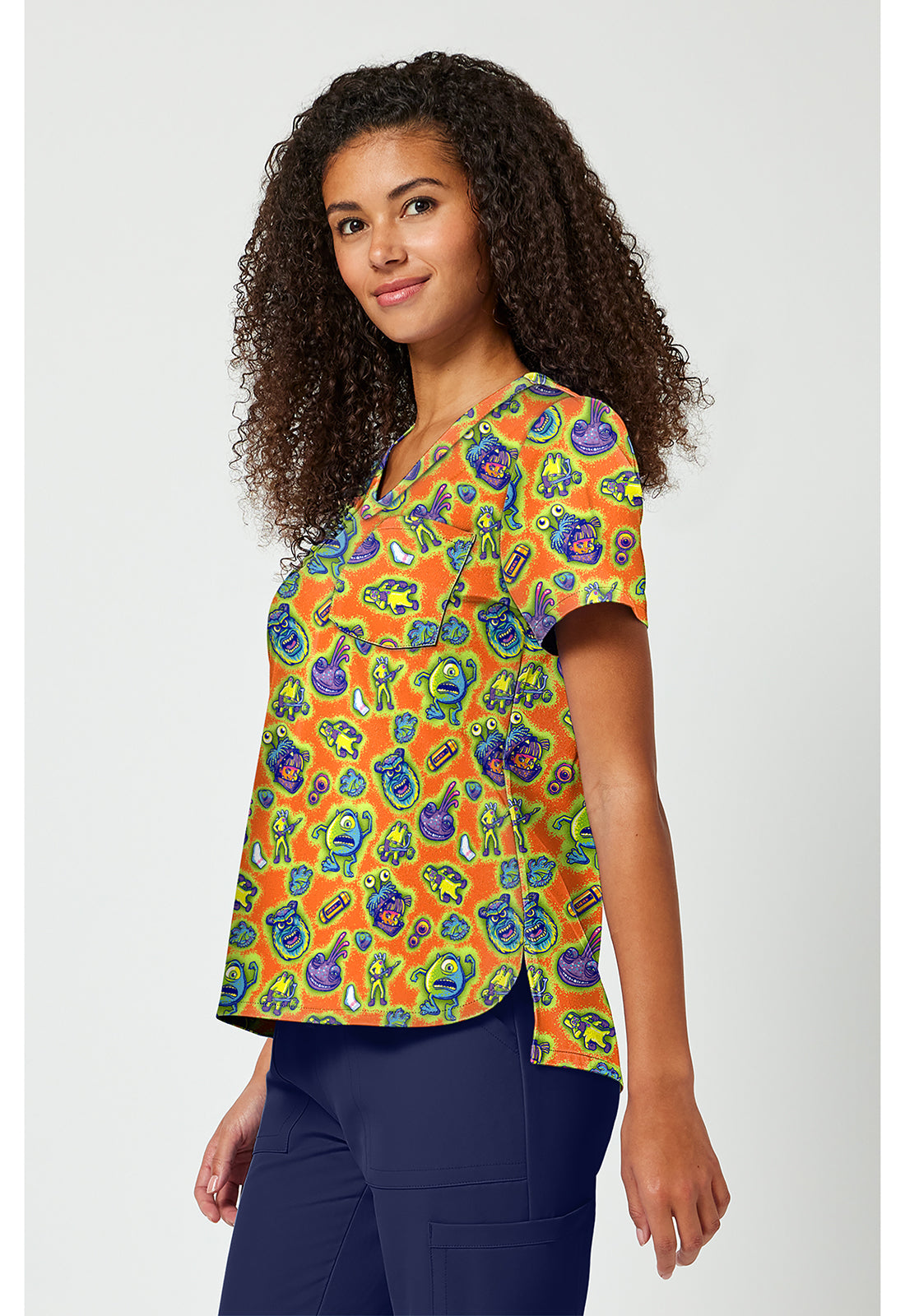 Side view Tooniforms Monsters Inc Scrub Top TF797 MCMP