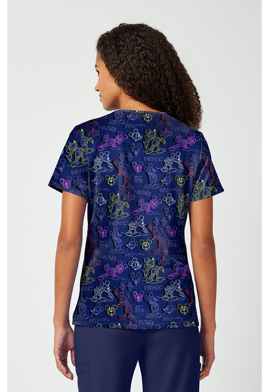 Back view Tooniforms Mickey Mouse What A Character Scrub Top TF797 MKXC