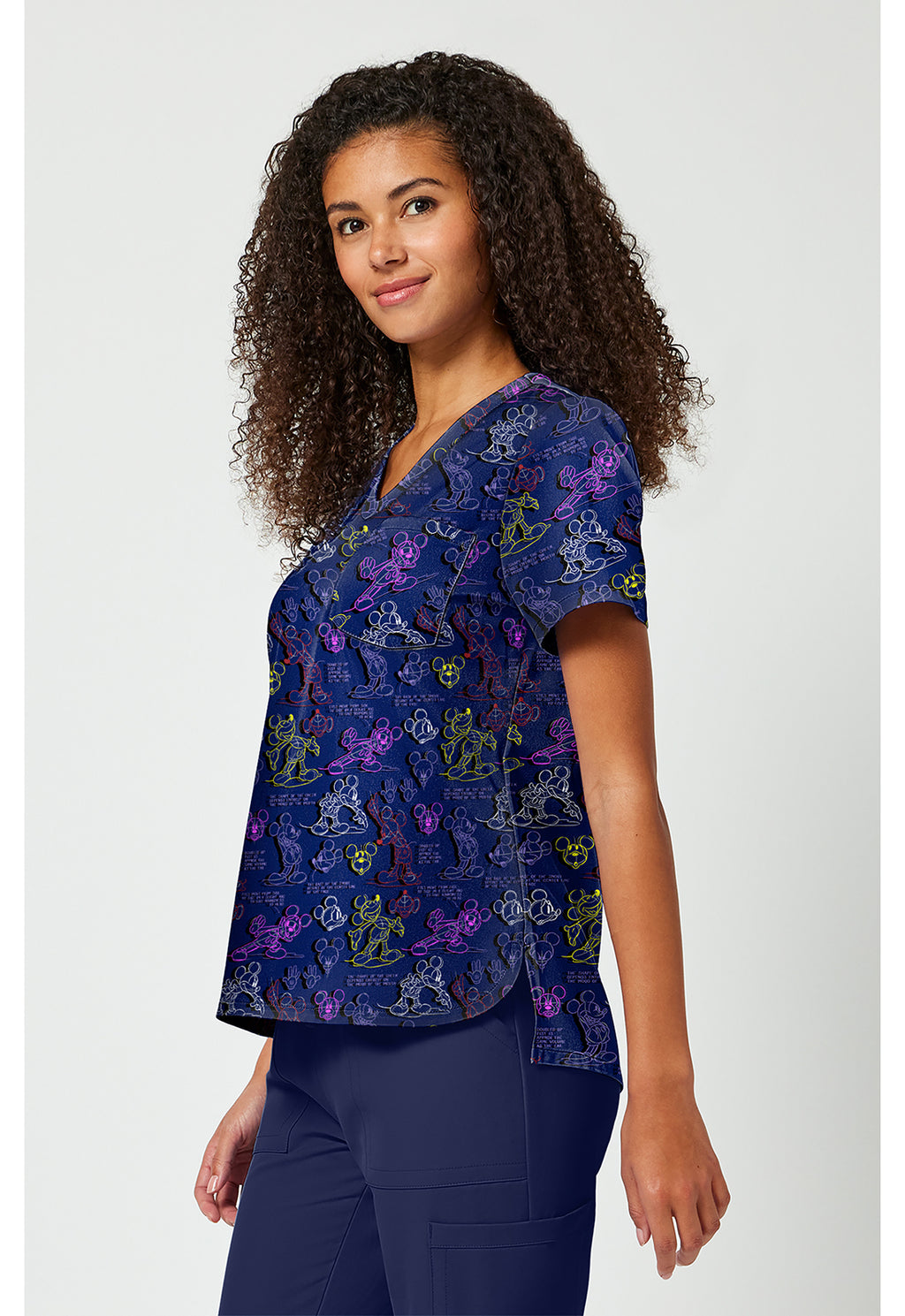 Side view Tooniforms Mickey Mouse What A Character Scrub Top TF797 MKXC