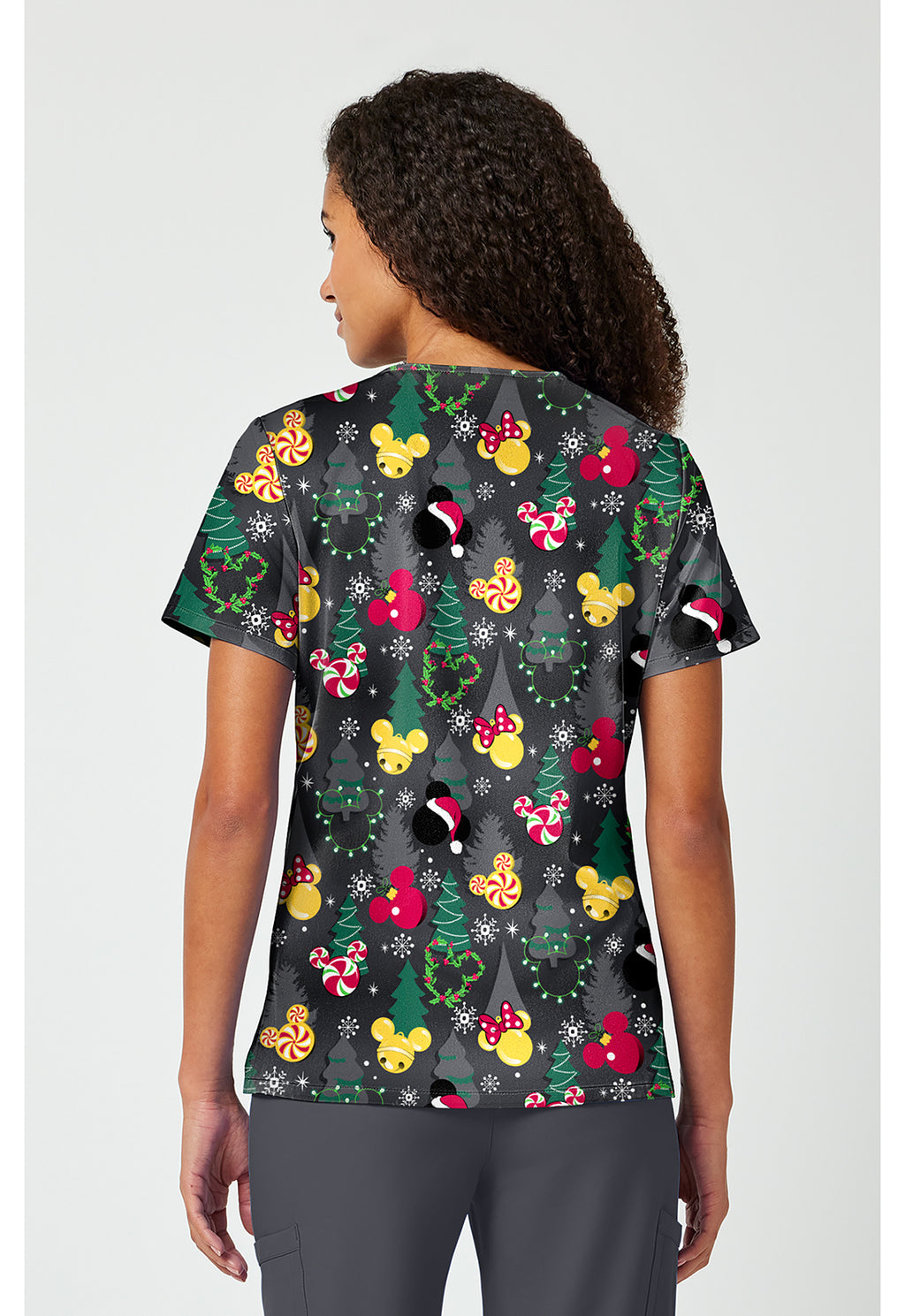 Back View Tooniforms Mickey Mouse Jingle Scrub Top TF797 MKYJ