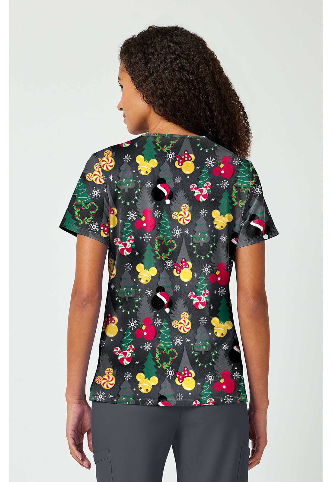 Back View Tooniforms Mickey Mouse Jingle Scrub Top TF797 MKYJ