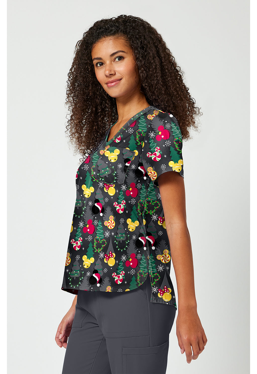 Side View Tooniforms Mickey Mouse Jingle Scrub Top TF797 MKYJ