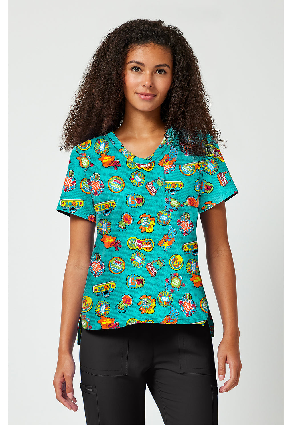 Front View Tooniforms Sesame Street Sunshine Vibes Scurb Top TF797 SWDY