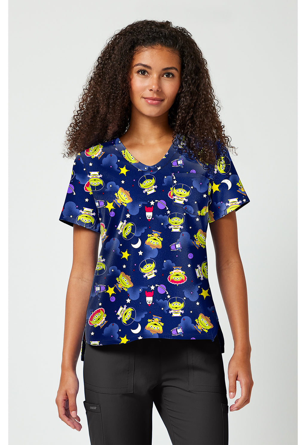 Front view Tooniforms Toy Story Alien In Disguise Scrub Top TF797 TSID