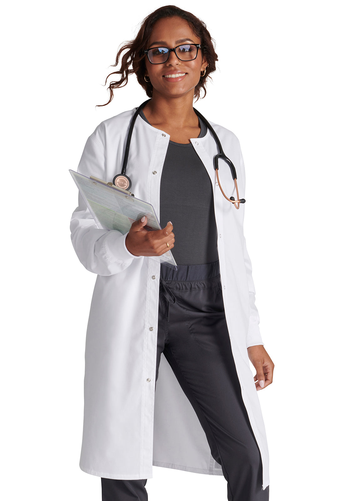 Unisex 40" Snap Front Lab Coat Unisex Lab Coat Cherokee Workwear XS  