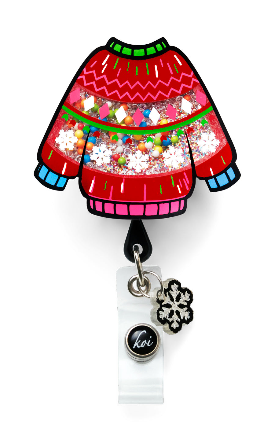 Ugly Christmas Sweater – Retractable ID Badge Reel Retractable Badge Reel koi