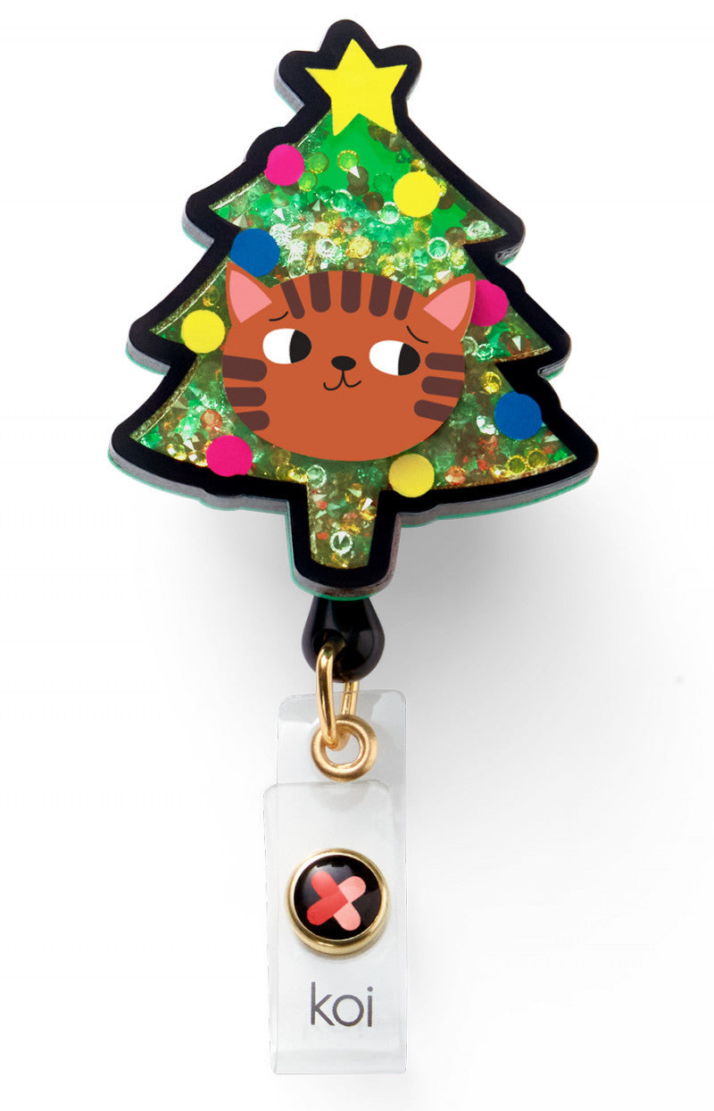 Cat Christmas Tree - Retractable ID Badge Holder Retractable Badge Reel koi