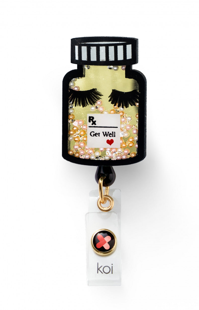 Get Well - Retractable ID Badge Holder Retractable Badge Reel koi