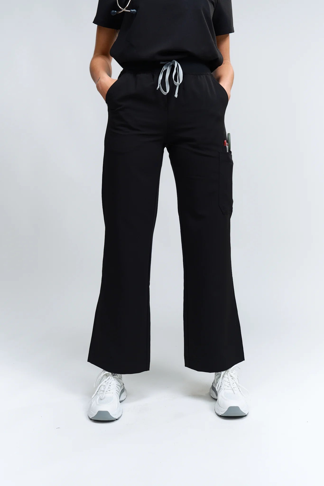ACE High - Waisted Wide Leg Scrub PantsJOIIAACE-BLACK-XS
