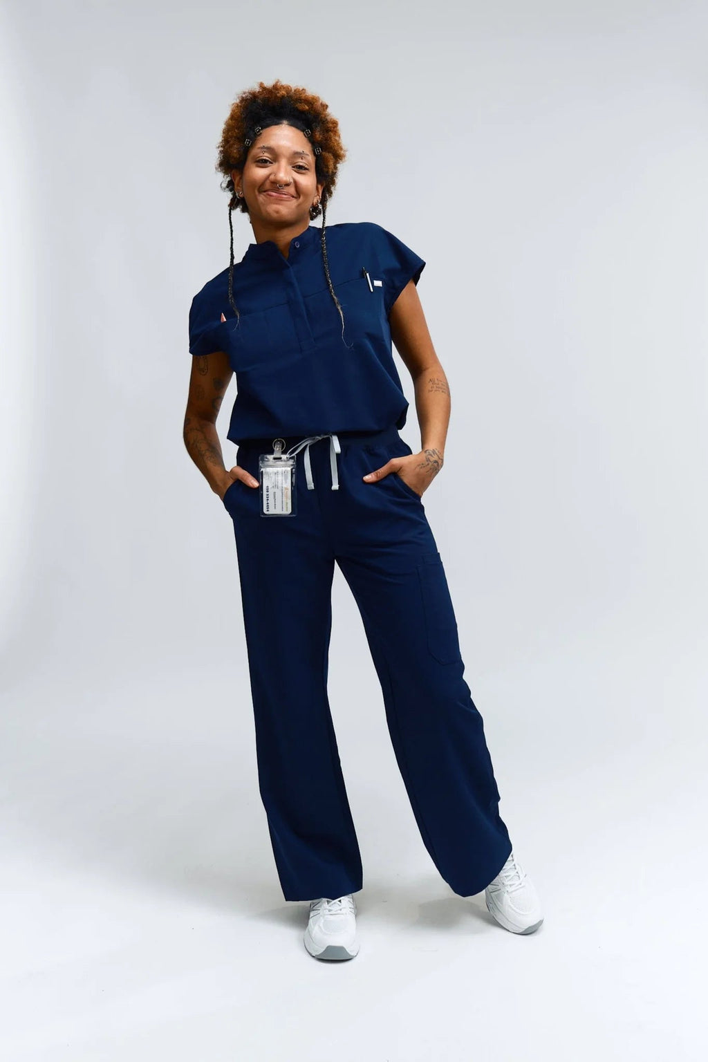 ACE High - Waisted Wide Leg Scrub PantsJOIIAACE-NAVY-XS