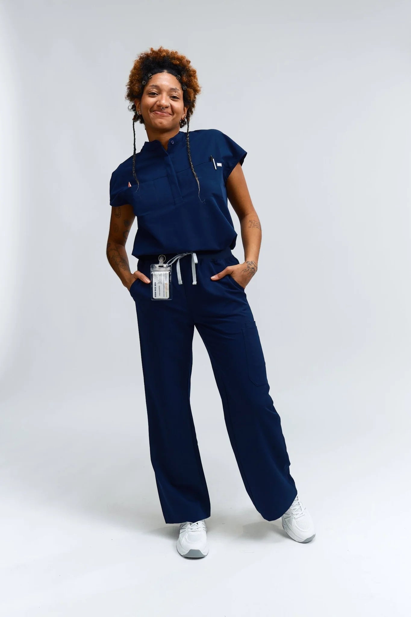 ACE High - Waisted Wide Leg Scrub PantsJOIIAACE-NAVY-XS