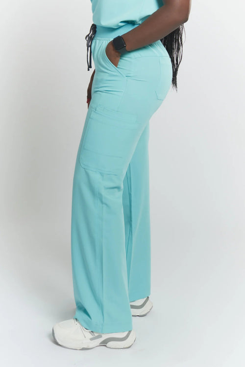 ACE High - Waisted Wide Leg Scrub PantsJOIIAACE-SKYBLUE-XS