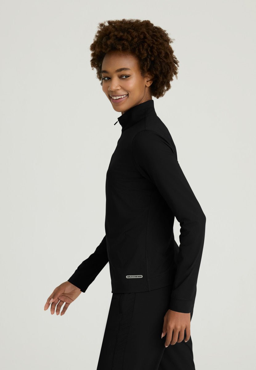 Atlas Long Sleeve Mock Neck Scrub TopSkechers Slip - insSKT274-BLACK-XXS