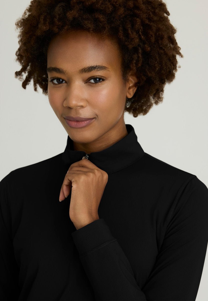 Atlas Long Sleeve Mock Neck Scrub TopSkechers Slip - insSKT274-BLACK-XXS