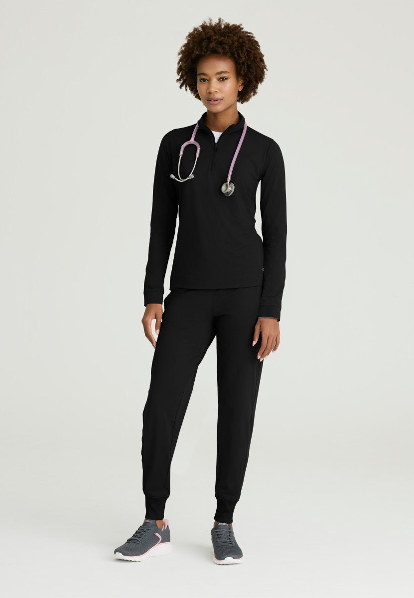 Atlas Long Sleeve Mock Neck Scrub TopSkechers Slip - insSKT274-BLACK-XXS