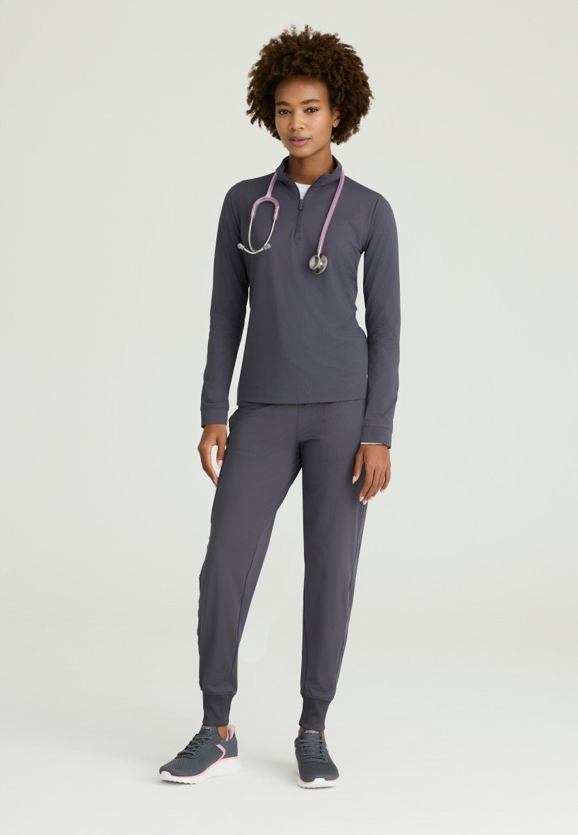 Atlas Long Sleeve Mock Neck Scrub TopSkechers Slip - insSKT274-STEEL-XXS