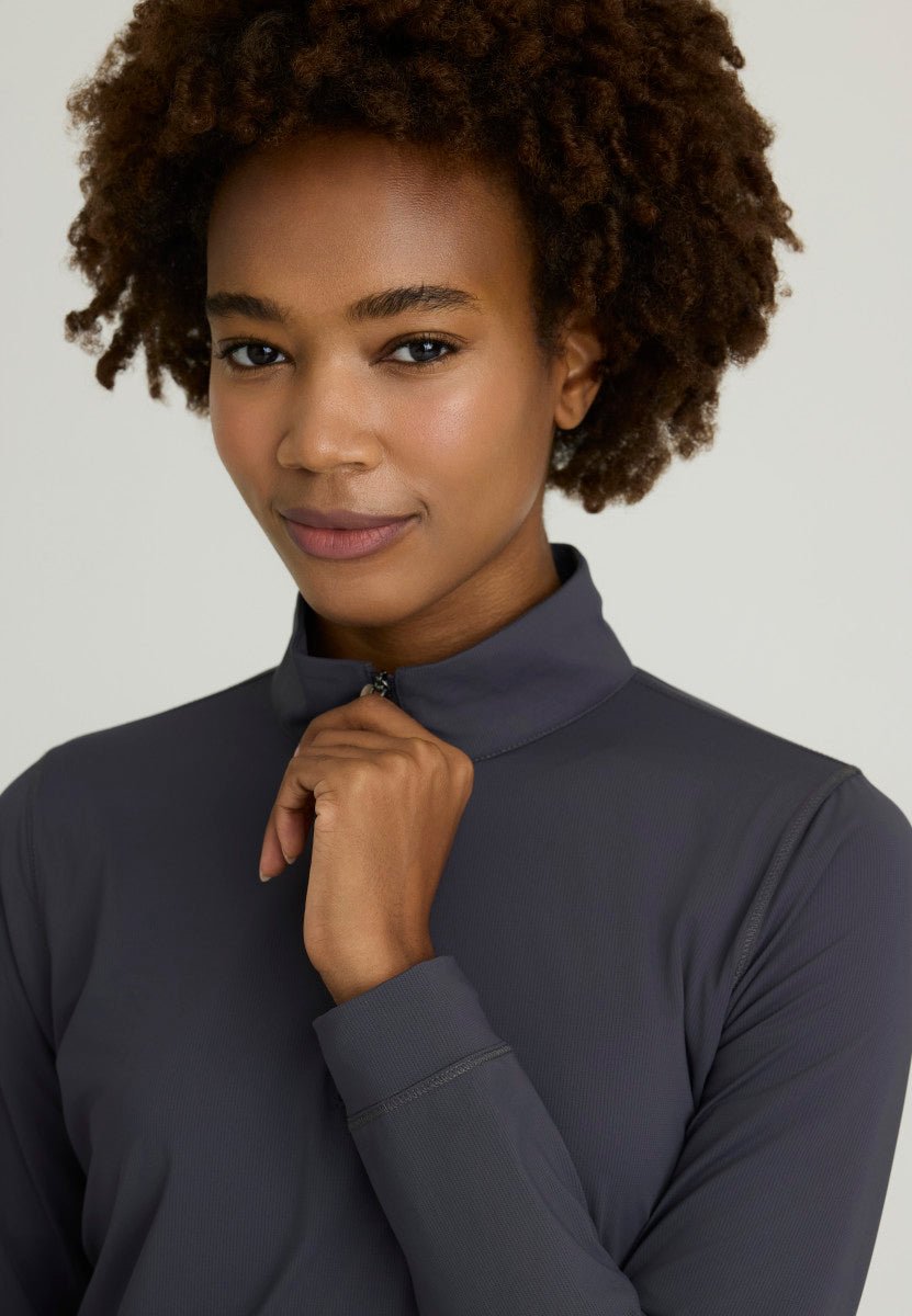 Atlas Long Sleeve Mock Neck Scrub TopSkechers Slip - insSKT274-STEEL-XXS