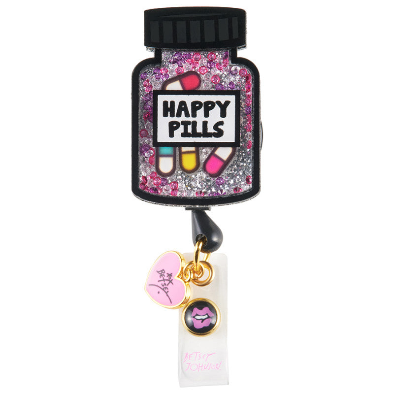 Happy Pill Bottle - Retractable ID Badge Holder Retractable Badge Reel koi