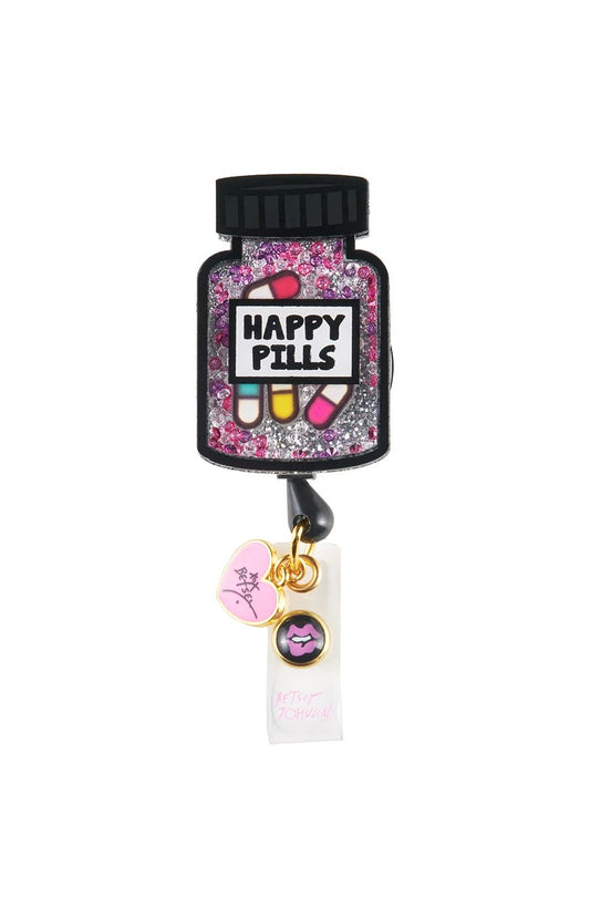 Koi Retractable ID Badge Reel Retractable Badge Reel Koi Happy Pill Bottle  