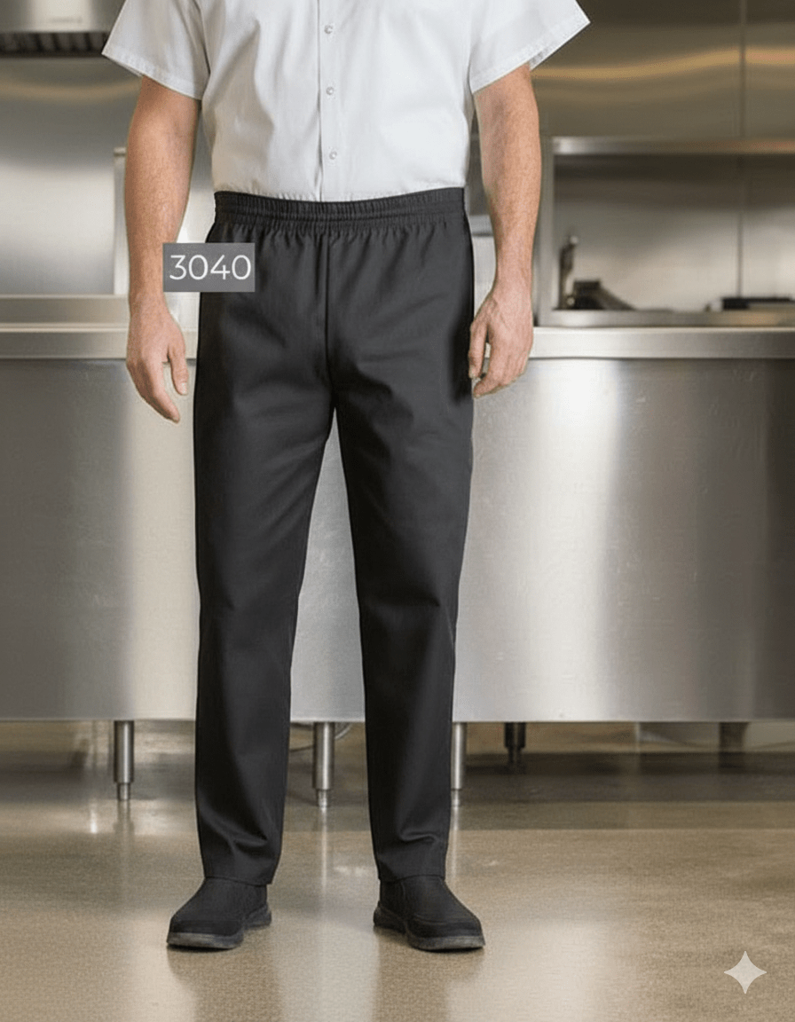 Baggy Chef Pants with Elastic WaistPremium Uniforms3040-BLACK-XS