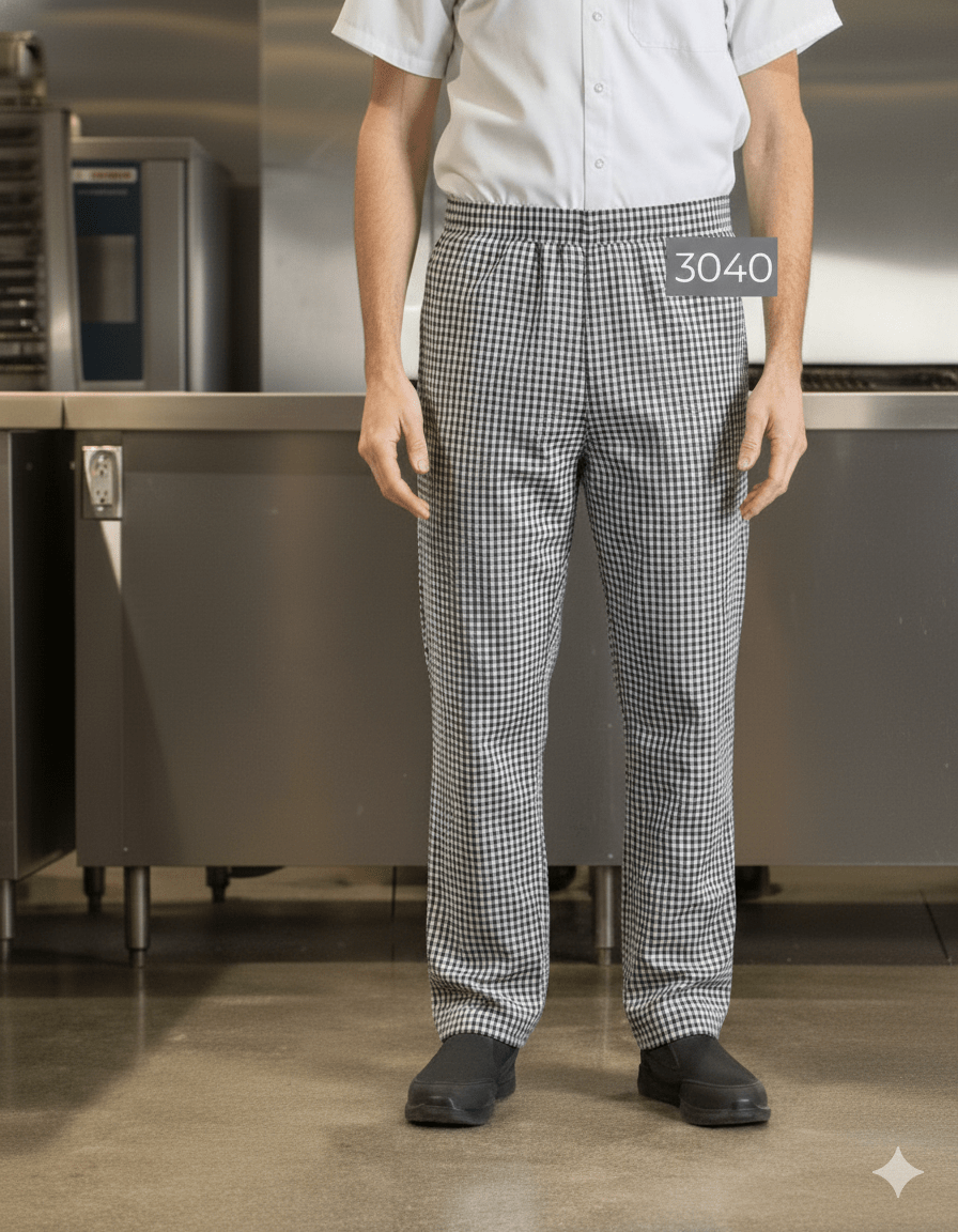 Baggy Chef Pants with Elastic WaistPremium Uniforms3040-CHECK-XS