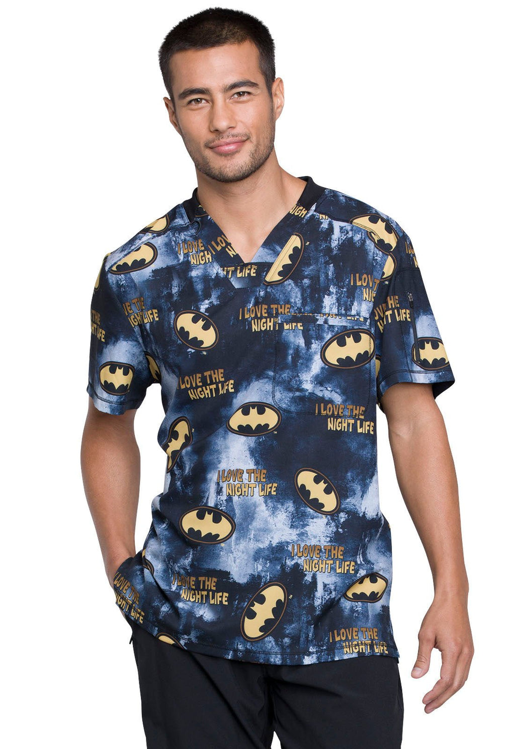 Batman Night Life Scrub TopCherokee LicensedTF730-DMKL-XS