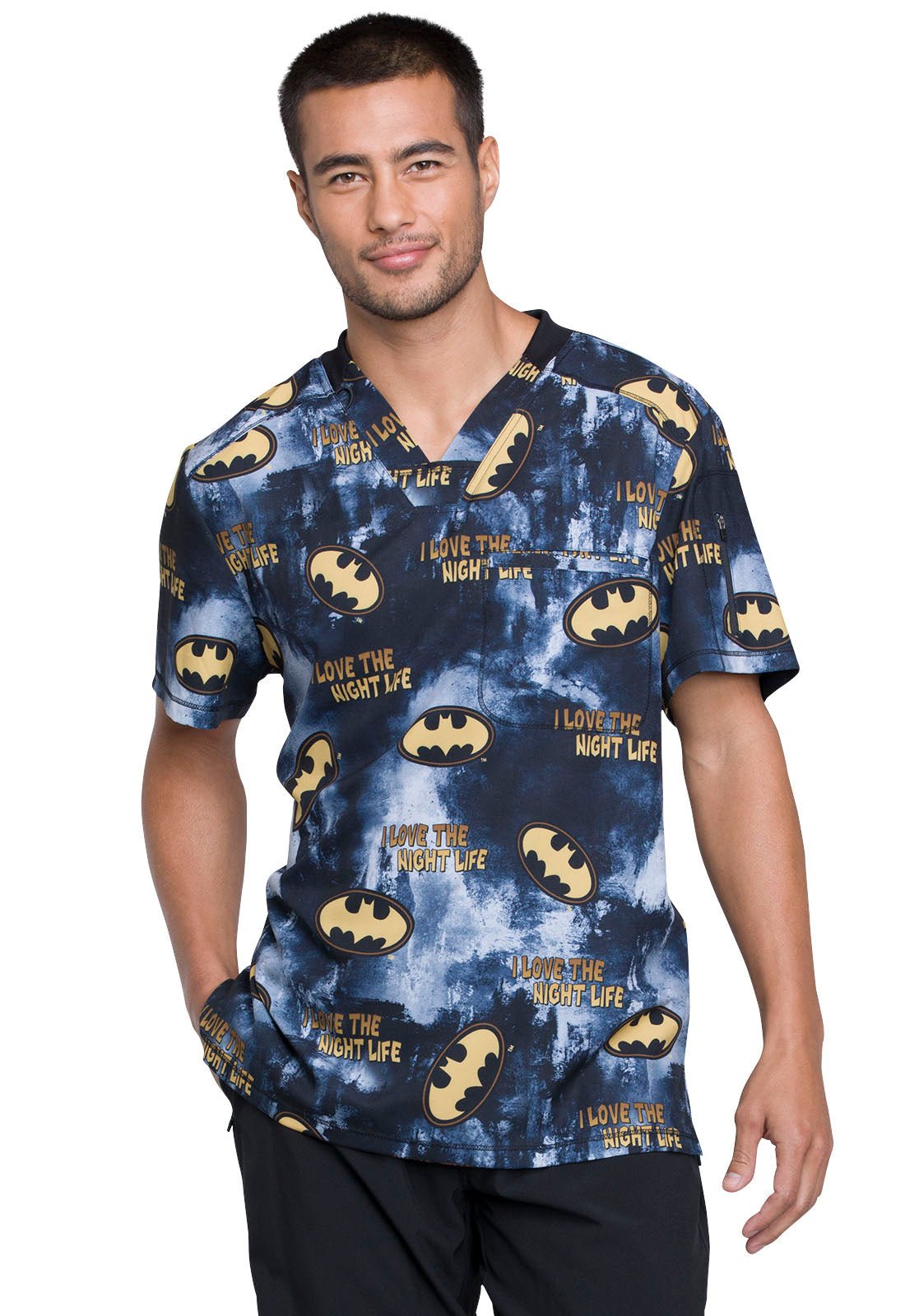 Batman Night Life Scrub TopCherokee LicensedTF730-DMKL-XS