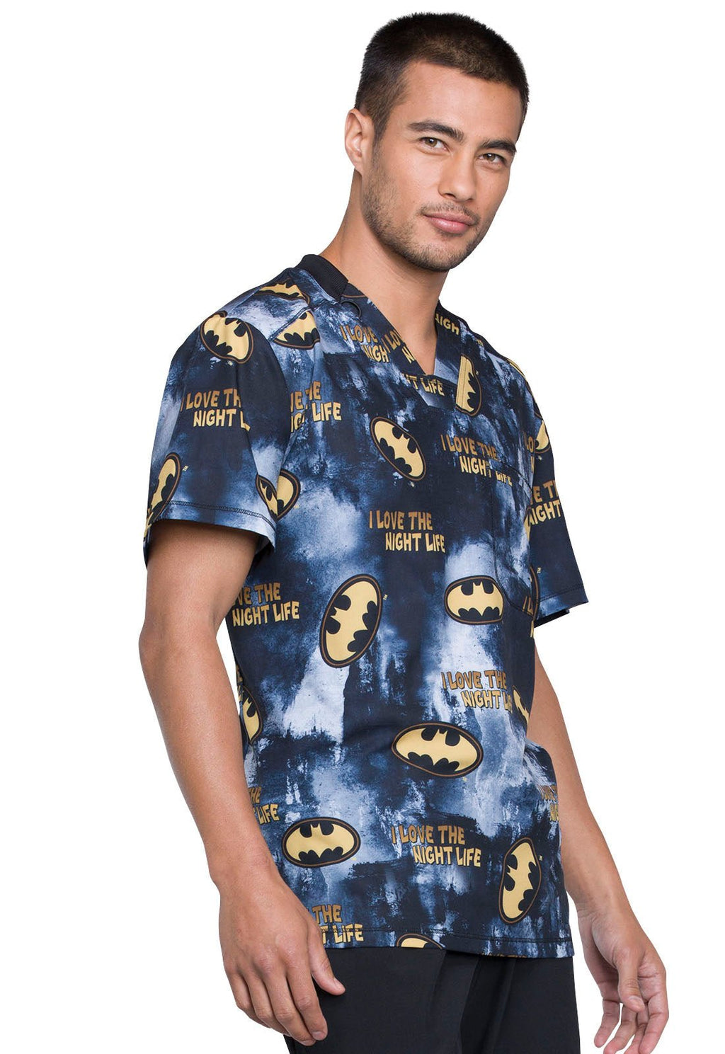 Batman Night Life Scrub TopCherokee LicensedTF730-DMKL-XS