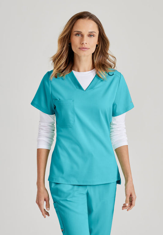 Grey's Anatomy Bree Top - Tuck In Scrub Top Women's Scrub Top Grey's Anatomy Spandex Stretch Teal XS 