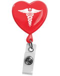 Caduceus Heart on Red – Retractable ID Badge HolderPrestige MedicalS13-CDR