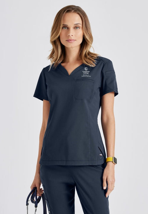 Cambrian College Nursing - Capri Tuck In Scrub TopGrey's Anatomy Spandex StretchGRST136-STEEL-XXS
