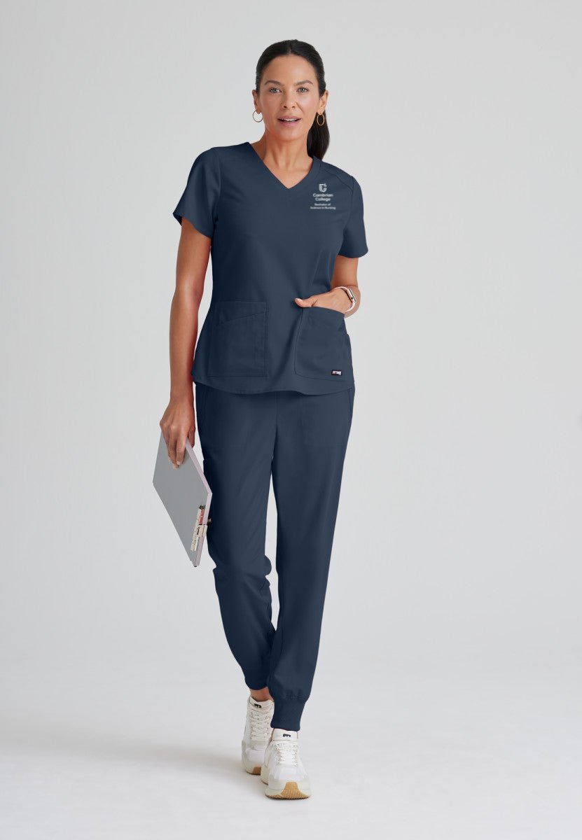 Cambrian College Nursing - Emma Scrub TopGrey's Anatomy Spandex StretchGRST011-STEEL-XXS