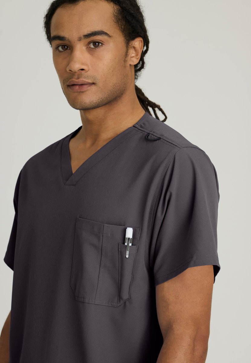 Cambrian College Nursing - Structure Men's Scrub TopLasalle UniformSK0112-PEWTER-XS
