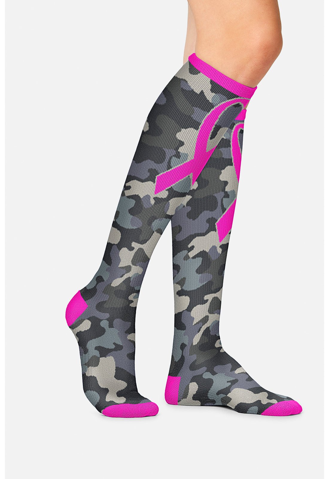Camo Pink Ribbon Compression SocksCherokee LegwearPRINTSUPPORT-CMPRB-REG