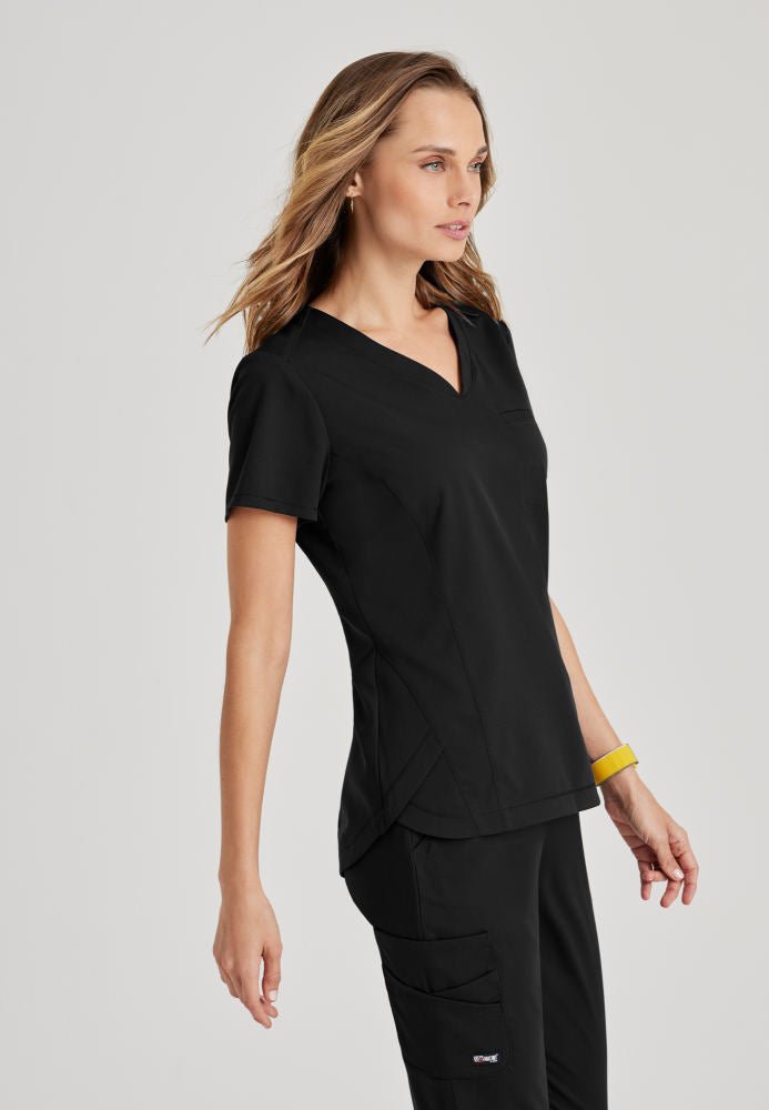 Capri 2 - Pocket Hourglass Scrub TopGrey's Anatomy Spandex StretchGRST136-BLACK-XXS