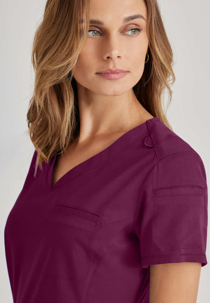 Capri 2 - Pocket Hourglass Scrub TopGrey's Anatomy Spandex StretchGRST136-WINE-XXS