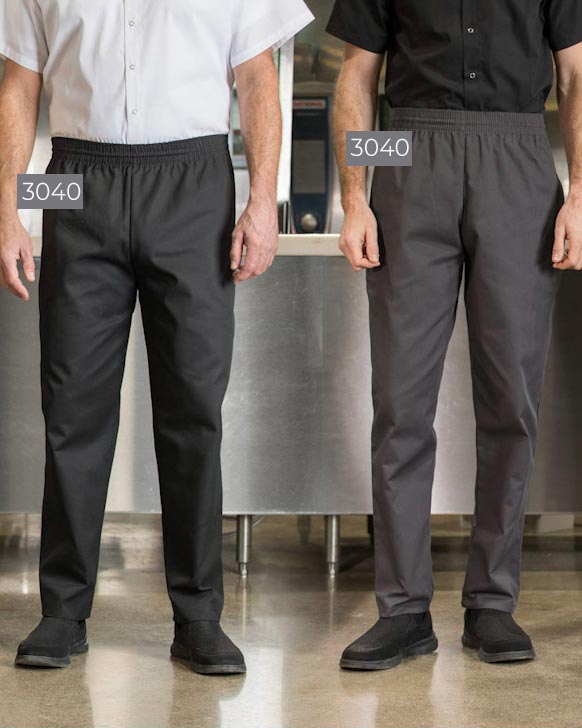 Baggy Chef Pants with Elastic Waist Chef Pant Premium Uniforms Black XS