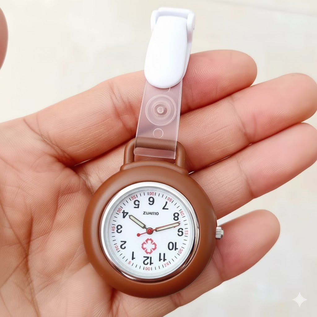 Clip On Analog Nurse WatchLasalle UniformCLIPWATCH-BROWN