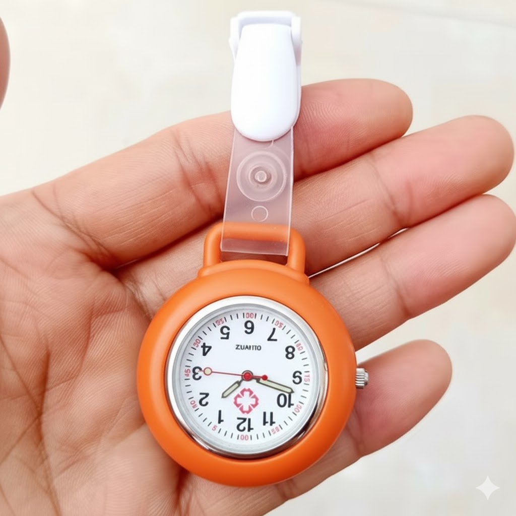 Clip On Analog Nurse WatchLasalle UniformCLIPWATCH-ORANGE