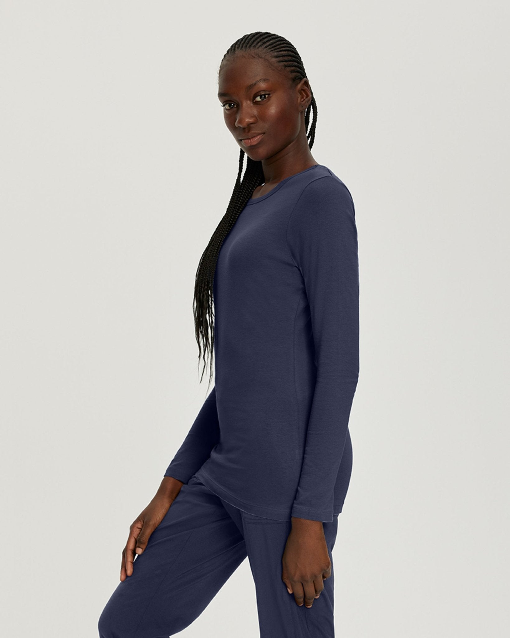 Cotton Longsleeve UnderscrubWhite Cross205-Navy-XS