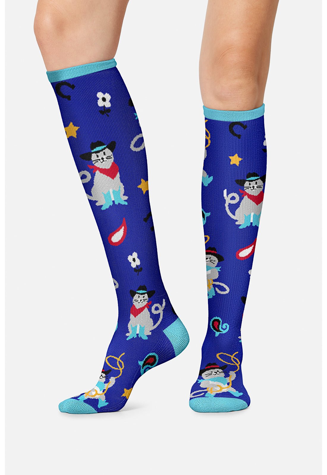 Cowboy Cats Compression SocksCherokee LegwearPRINTSUPPORT-CWBCT-REG