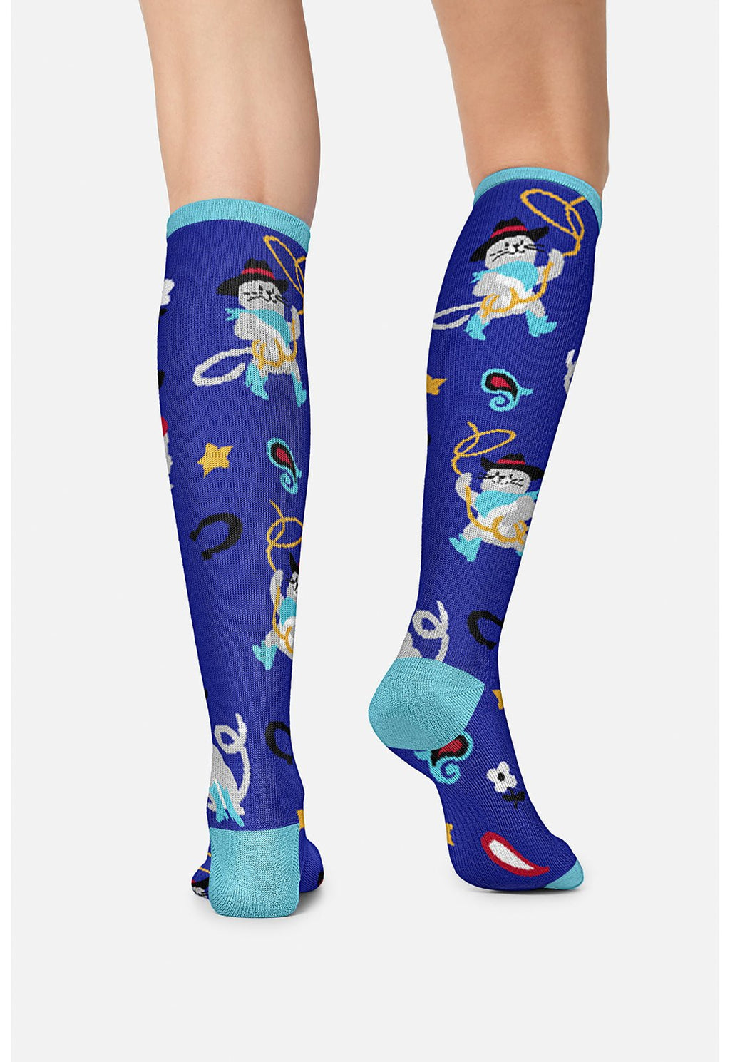 Cowboy Cats Compression SocksCherokee LegwearPRINTSUPPORT-CWBCT-REG