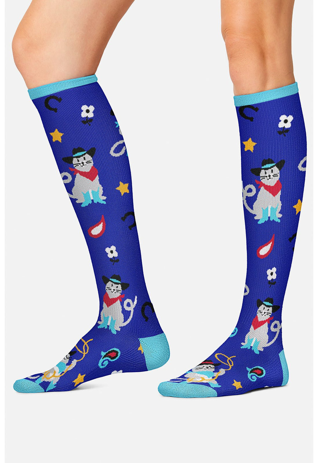 Cowboy Cats Compression SocksCherokee LegwearPRINTSUPPORT-CWBCT-REG