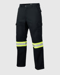 Front view of the CTS Paramedic pant in LAPD Navy with 2 inch yellow and 1 inch silver reflective tape.