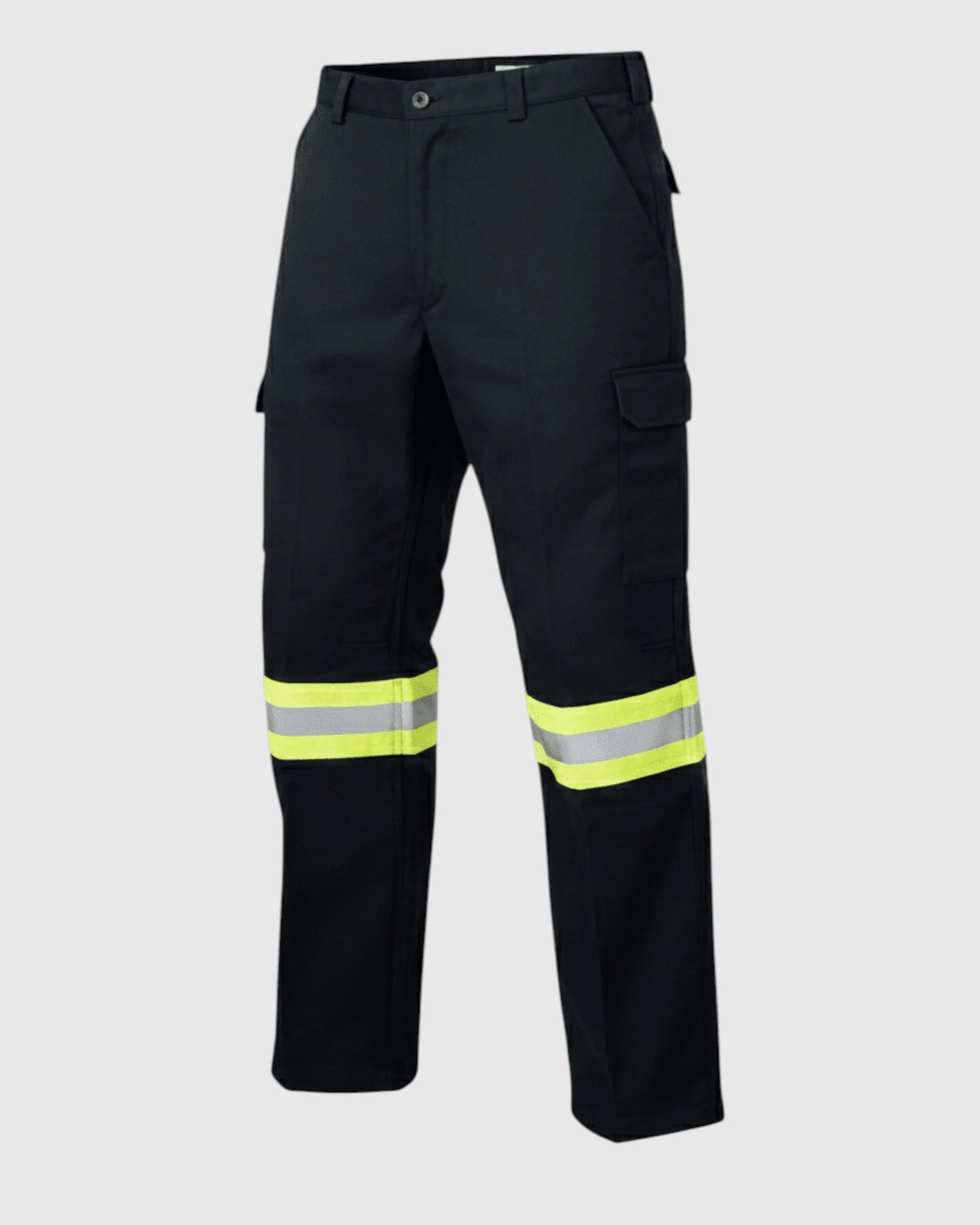 Front view of the CTS Paramedic pant in LAPD Navy with 2 inch yellow and 1 inch silver reflective tape.