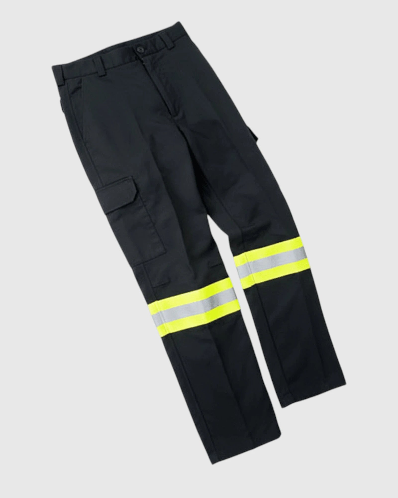 Side view of the CTS Paramedic pant in LAPD Navy with 2 inch yellow and 1 inch silver reflective tape.