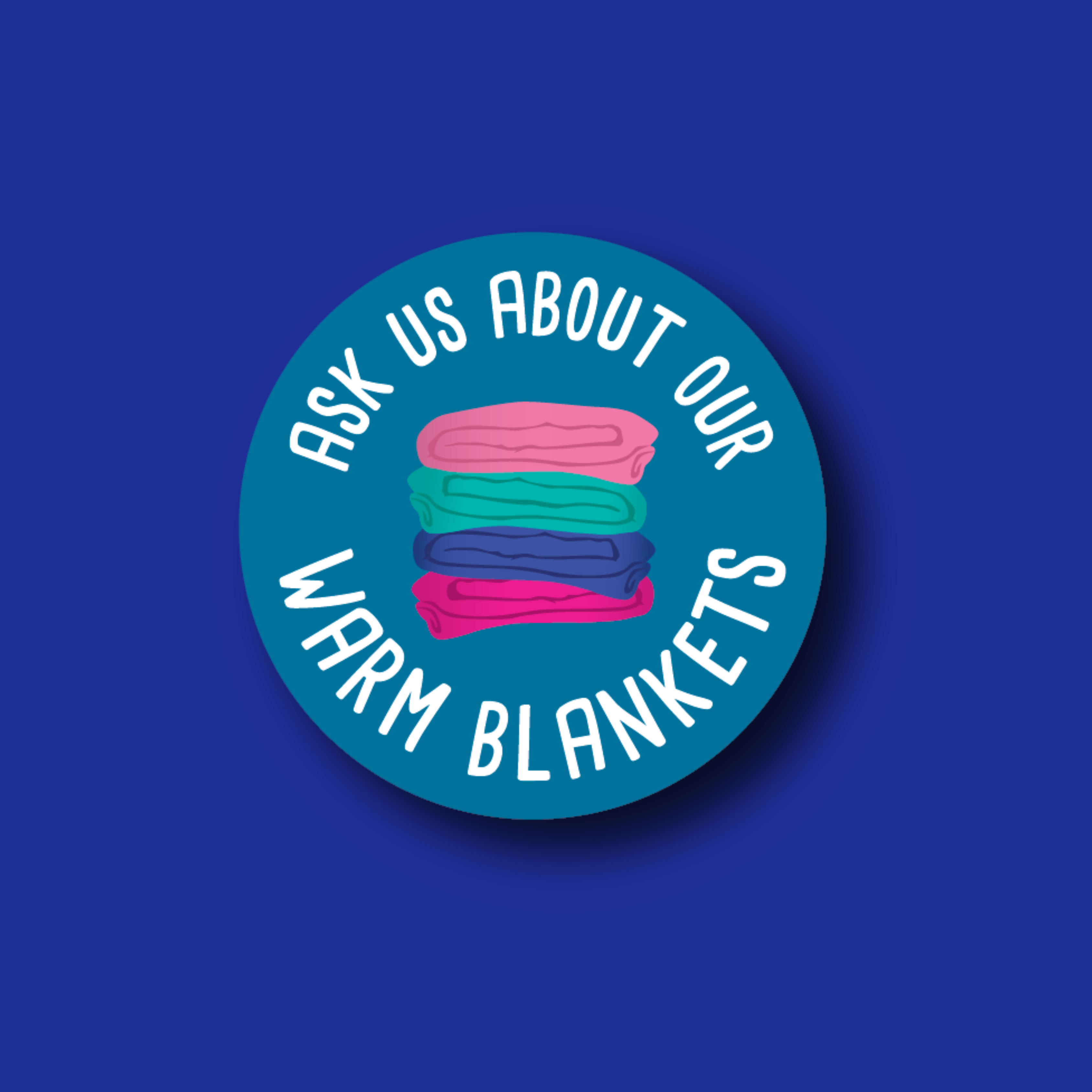 Interchangeable Badge Topper: Ask us about our warm blankets