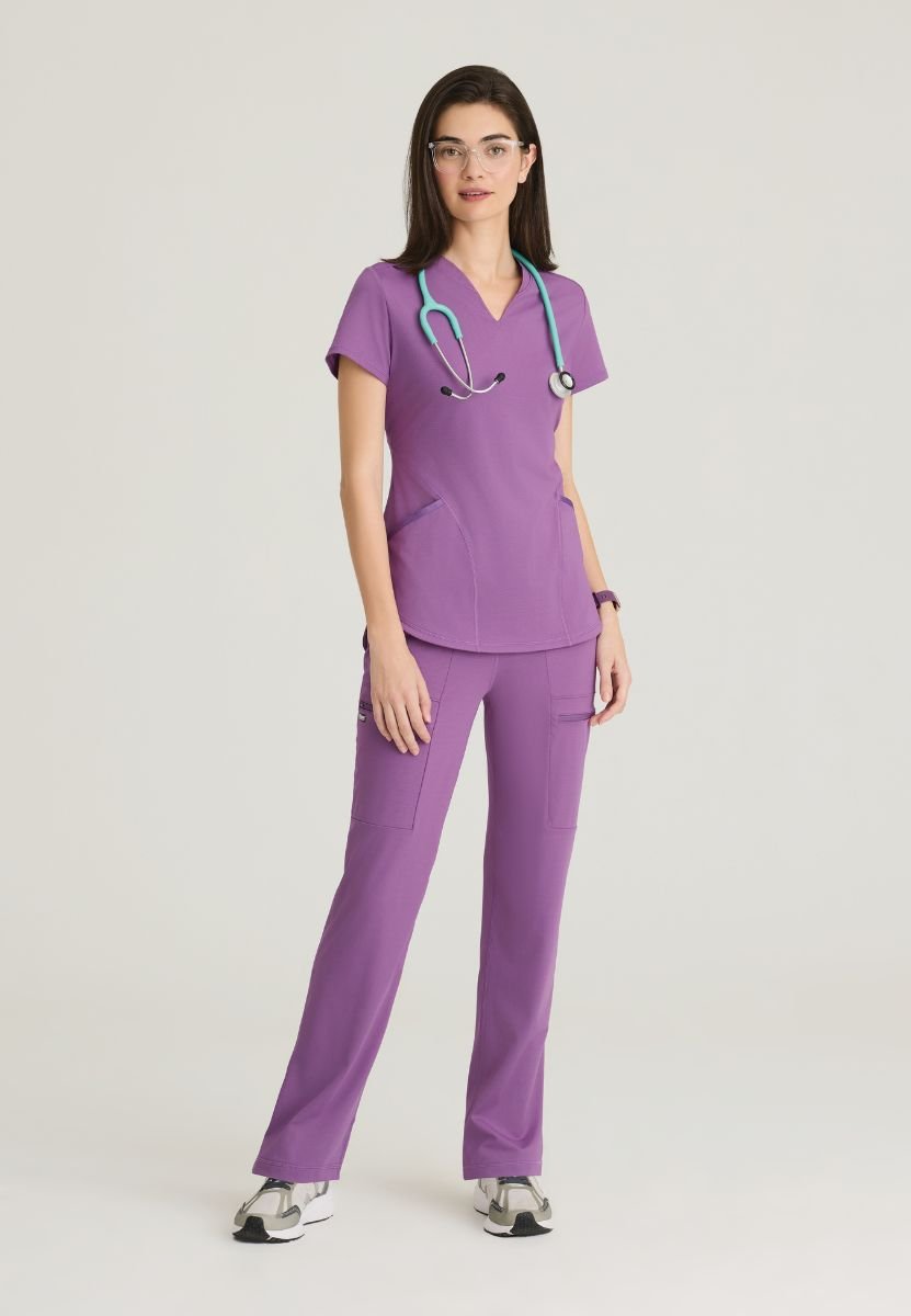 Define Contour Seam V - Neck Knit TopGrey's Anatomy Knit StretchGRST249-VIOLET-XXS