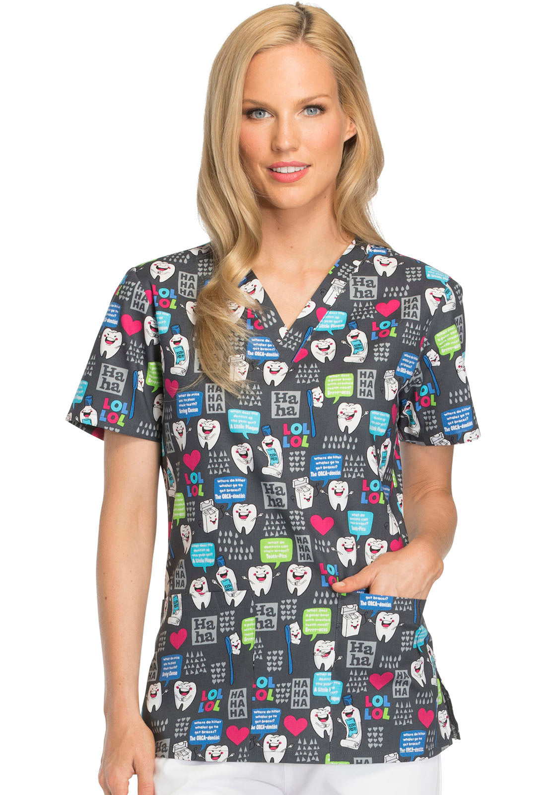 Have a Laugh Scrub Top Women's Print Scrub Top Cherokee Prints XS  