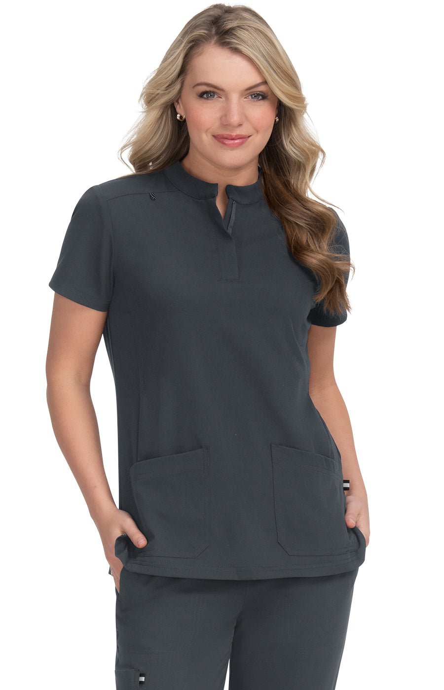 Driven Women's 4 - Pocket Mandarin Collar Scrub Topkoi Next Gen1081-Charcoal-XXS